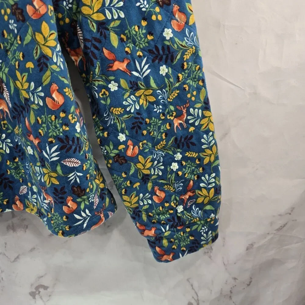 Talbots Pullover Womens Large Woodland Ditsy Quilted Sweatshirt Fox Deer Acorn - Picture 3 of 12